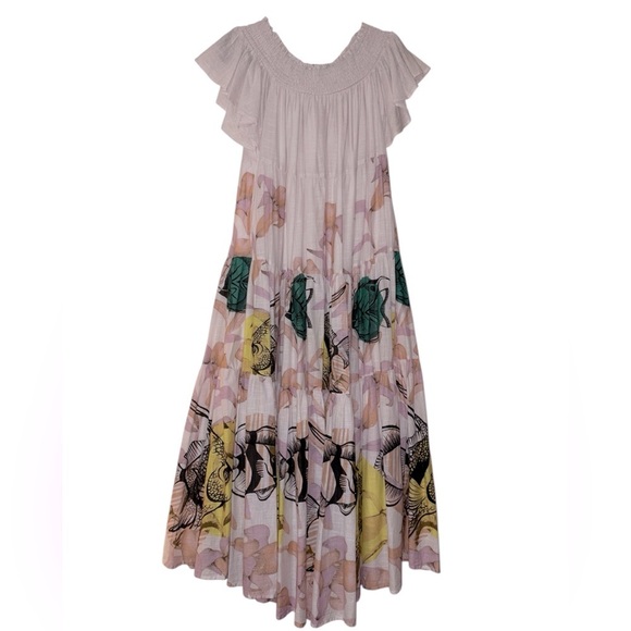 Anthropologie Maeve Pia Binazzi Tiered Off The Shoulder Dress in Novelty - SMALL - Picture 12 of 16